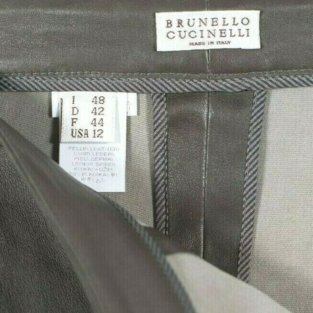 Brunello Cucinelli Size 12 Brown Leather Pants